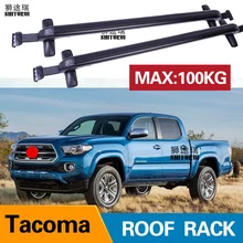 2 шт штанги на крышу для TOYOTA Tacoma, 2005- Расширенная кабина Quad кабина алюминиевый сплав боковые штанги поперечные рельсы багажник на крышу багаж