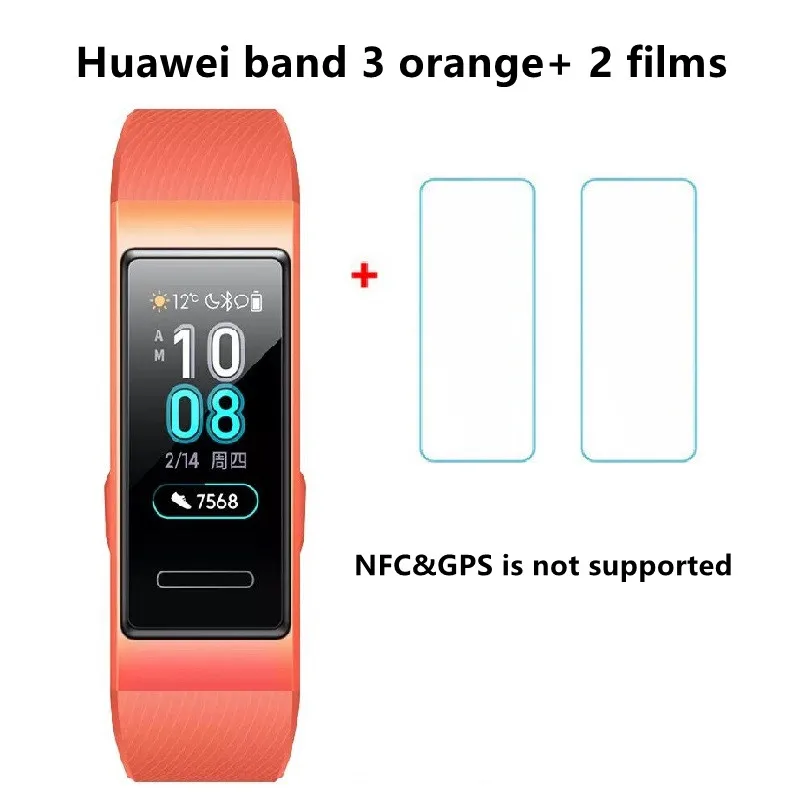 huawei Band 3/3 Pro, смарт-браслет, gps, металлическая рамка, Amoled, цветной сенсорный экран, датчик сердечного ритма, трекер сна - Цвет: band 3 ora n 2 films