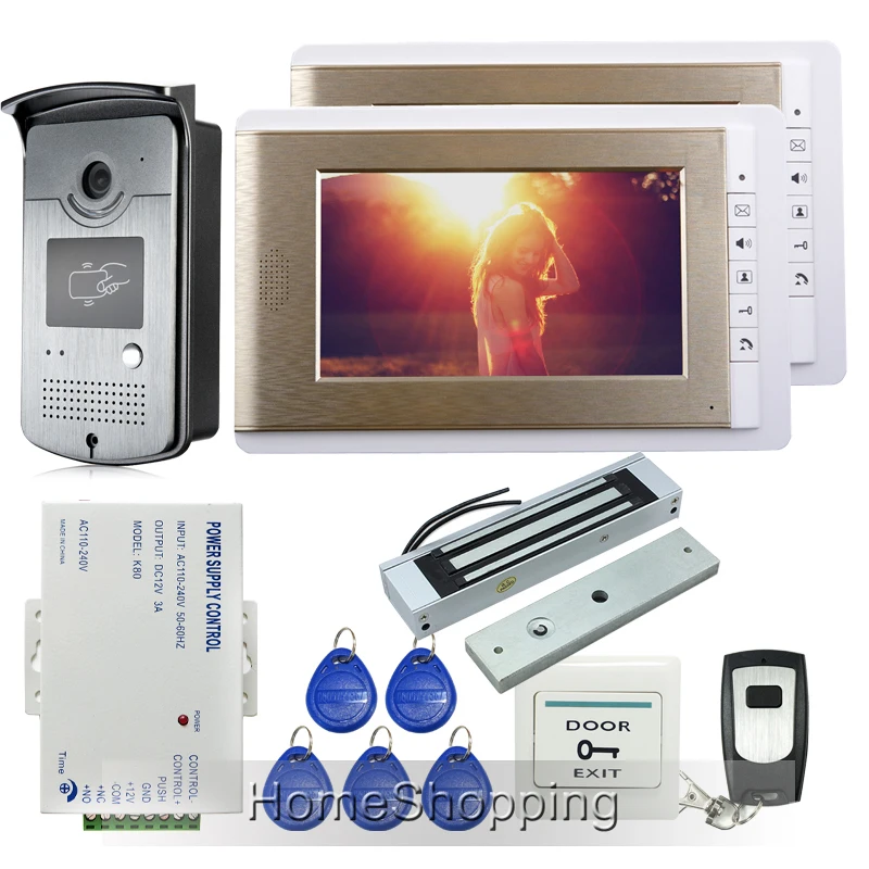FREE SHIPPING Wired 7 Screen Video font b Door b font Phone Intercom Kit 1 RFID