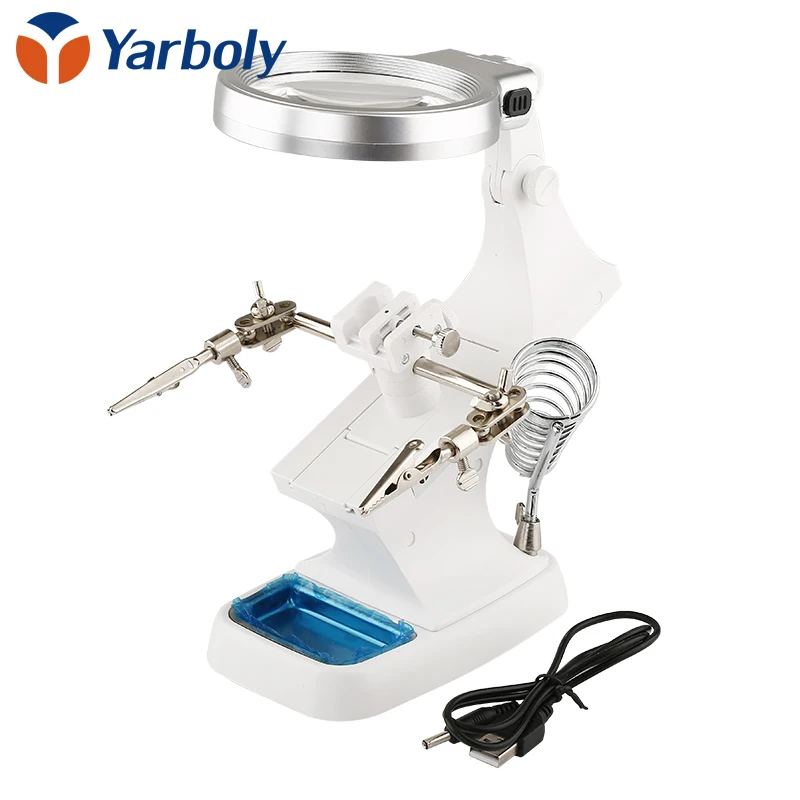 

Multifunctional Welding LED Magnifier Helping Hand Soldering Iron Stand Magnifying Lens Magnifier Clamp Tool