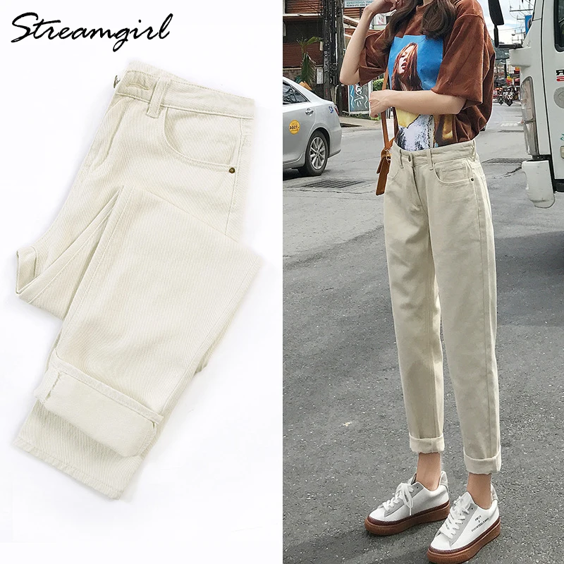 Offerte Streamgirl Delle Signore Dei Jeans Boyfriend Per Le Donne Harem Pants Loose Jeans Donna Vita Alta 2019 Nero Jean Femme Denim Dei Pantaloni Capris Primavera