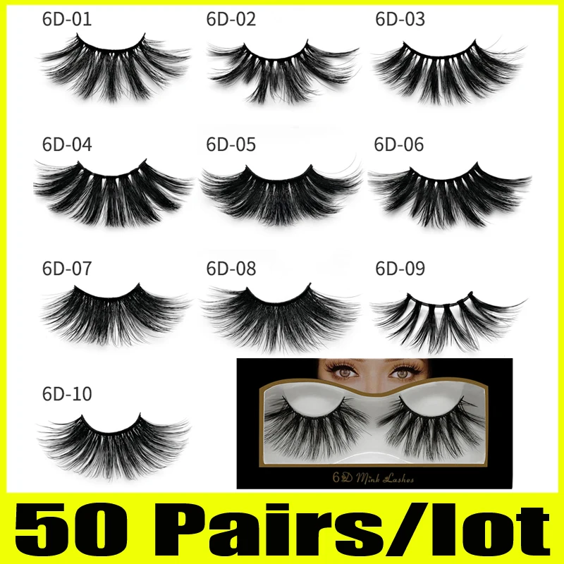 

50 Pairs 25mm Lashes Wholesale 25 mm False Eyelashes Thick Strip 25mm 3D Mink Lashes Makeup Dramatic Long Mink Lashes 6d-88