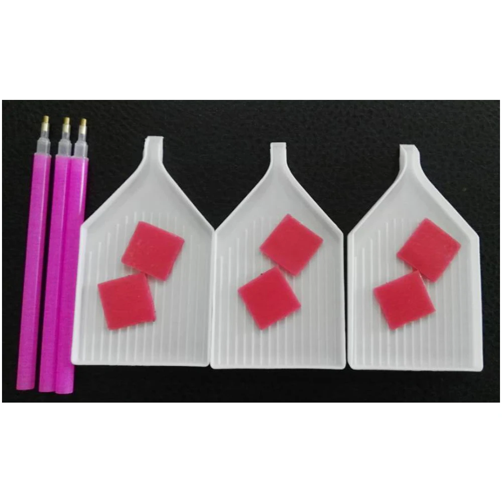 Needlework DIY Diamond painting Accessory Tool 3 trays + 3pcs Painting