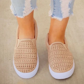 

2019 Spring Women Shoes Breathable Hollow Casual Ladies Flats Slip On Women Sneakers Loafers Vulcanized Shoes Female