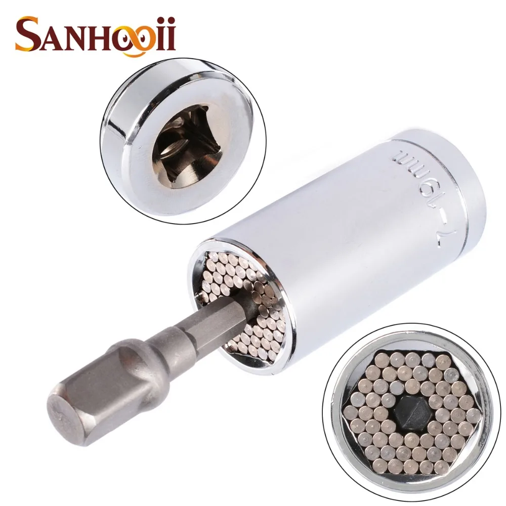 SANHOOII 7-19mm Universal Gator Power Adapter Powerful Socket Grip Multi Function Ratchet Shank Hand Tools set