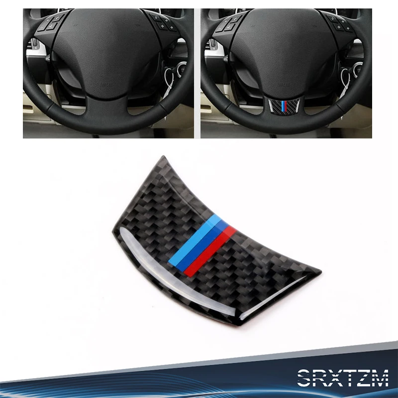 

SRXTZM Carbon Fiber Steering Wheel Sticker M stripe Emblem 3D Car Sticker For bmw F10 F01 F07 5 series 7 series Car Styling