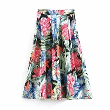 Klacwaya/женские плиссированные юбки с цветочным принтом; коллекция года; летняя модная женская винтажная Юбка-миди в богемном стиле для девочек с высокой талией в стиле бохо