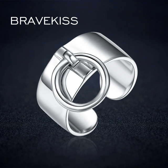 BRAVEKISS Puro 925 Sterling Argento Anelli Registrabili Per Le Donne Rotonda di BRAVEKISS Puro 925 Sterling Argento Anelli Registrabili Per Le Donne Rotonda di