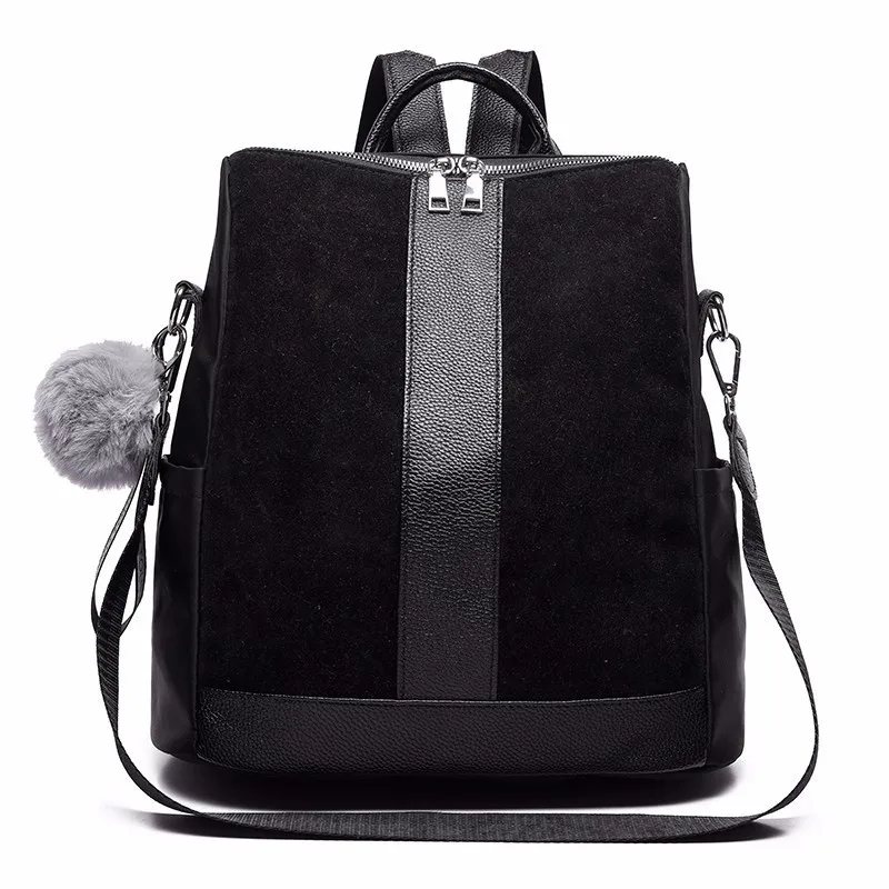 Дизайнерский рюкзак с защитой от кражи, женский рюкзак высокого качества, Женский нейлоновый рюкзак для девочки-подростка, Mochila, школьная сумка для девочки - Цвет: black