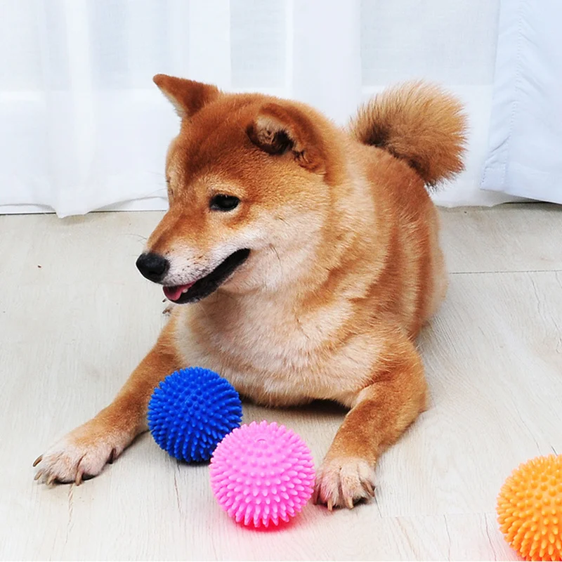 Pet Dog Squeaky Toy Funny Interactive Elasticity Soft Ball Chew Toy for Dog Tooth Clean Ball of Food Extra-tough Silicone Ball