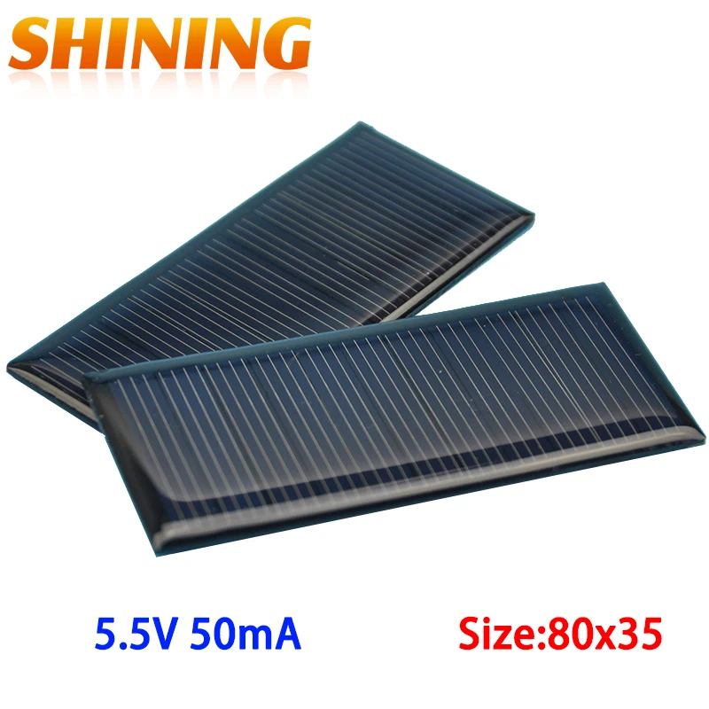 

2PCS 5.5V 50mA 0.275W Mini Polycrystalline Solar Panel Small Solar Cell Charger For 3.6V Battery DIY Solar Modules LED Light