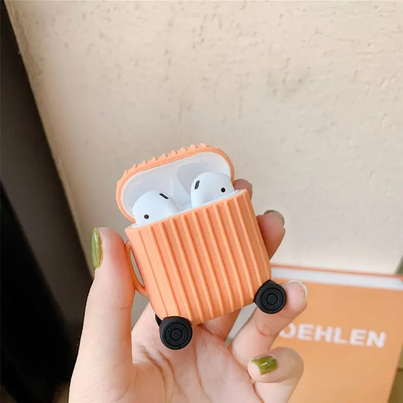 

Fashion Cute Suitcase Trunk Case For Apple Airpods 1/2 Luggage Design Charging Box Protect Cover #520