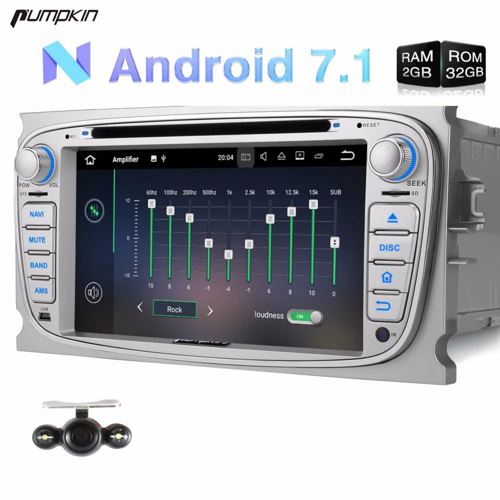 

Pumpkin 2 Din Android 7.1 Car DVD Player GPS Navigation 2G+32G Quad-core Stereo For Ford Mondeo/Focus FM Rds Radio Wifi Headunit
