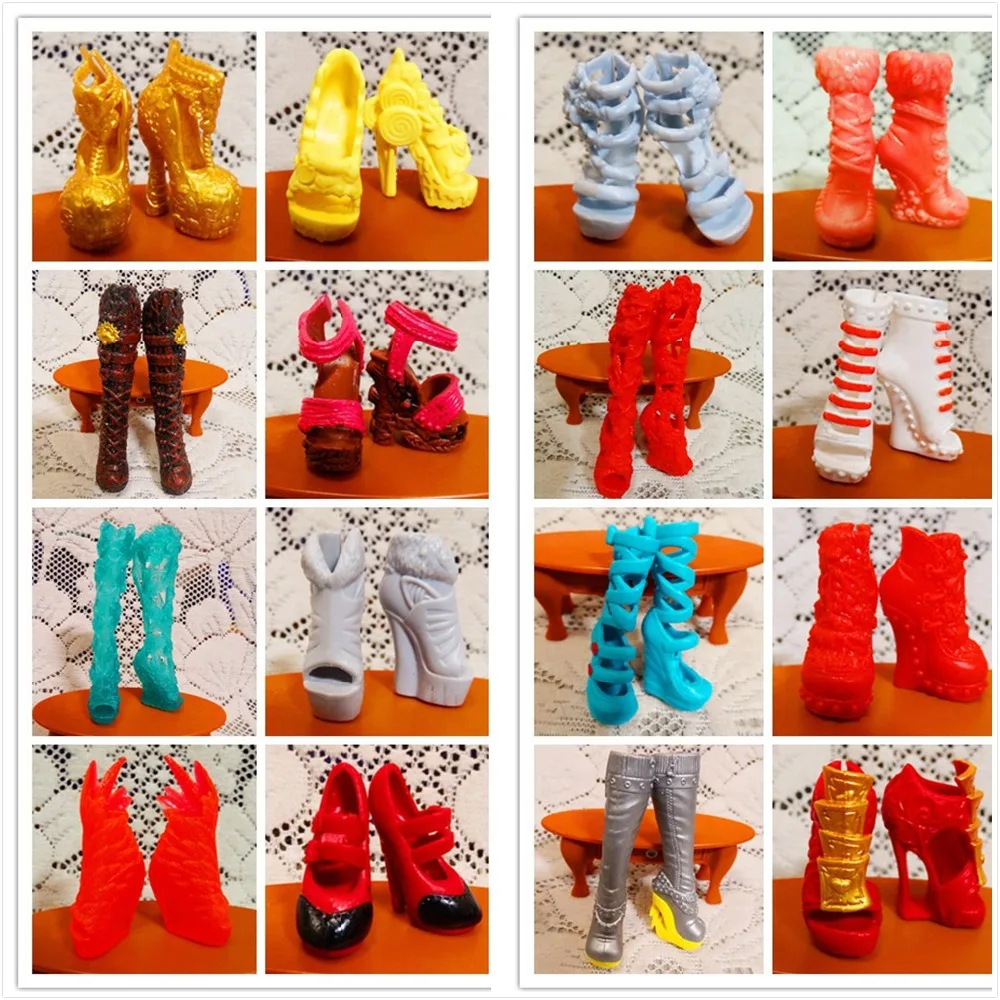 AILAIKI SALE 10Pairs Lot Toy Fashion Shoes For Monster font b Dolls b font Beautiful High