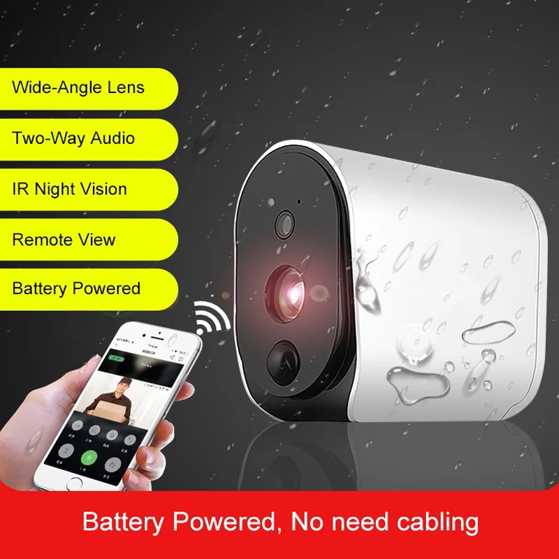 HD 1080p наружная солнечная батарея WiFi камера IP65 водонепроницаемая