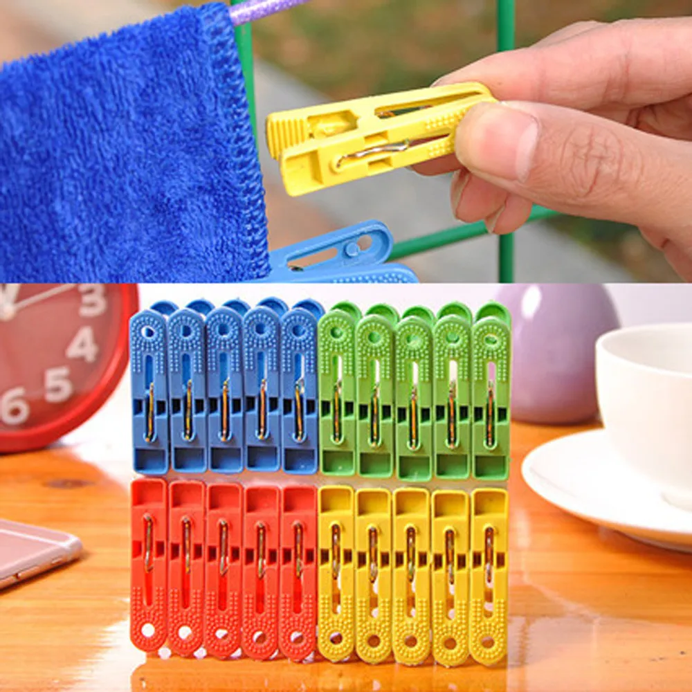 

20Pcs/Lot Laundry Clothes Pins Home Plastic Hangers Racks Clip Clothespin Quilt Clip Clothes Clip Hanging Pegs Clips Windproof