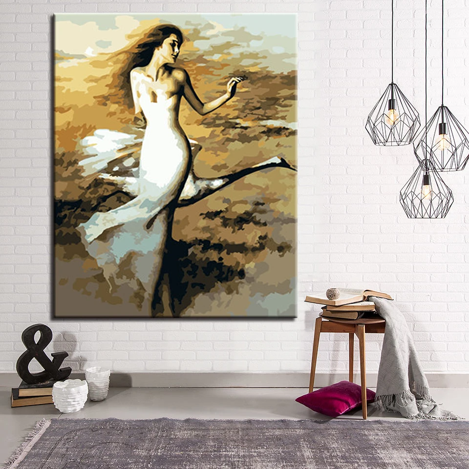 

MOLEK DIY Oil Painting By Numbers Kit Beauty Swan Dancer Coloring Painting on Canvas Gifts for Home Decor Wall Art Picture