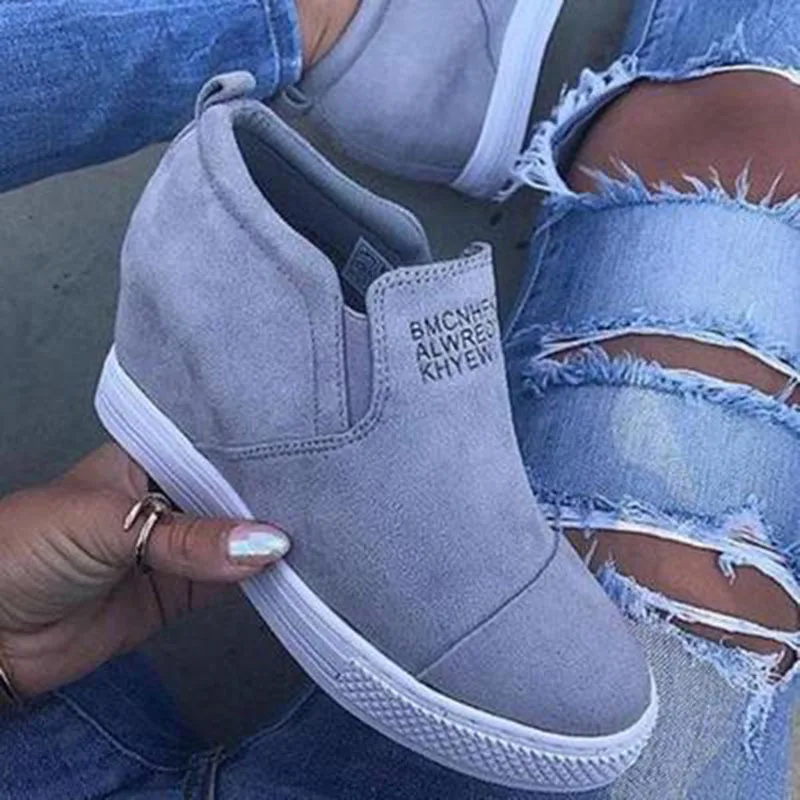 

Women's Ankle Boots 2019 Autumn And Winter Wedge Platform Increased Shoes Ladies Elastic Belt Fashion Casual Shoes
