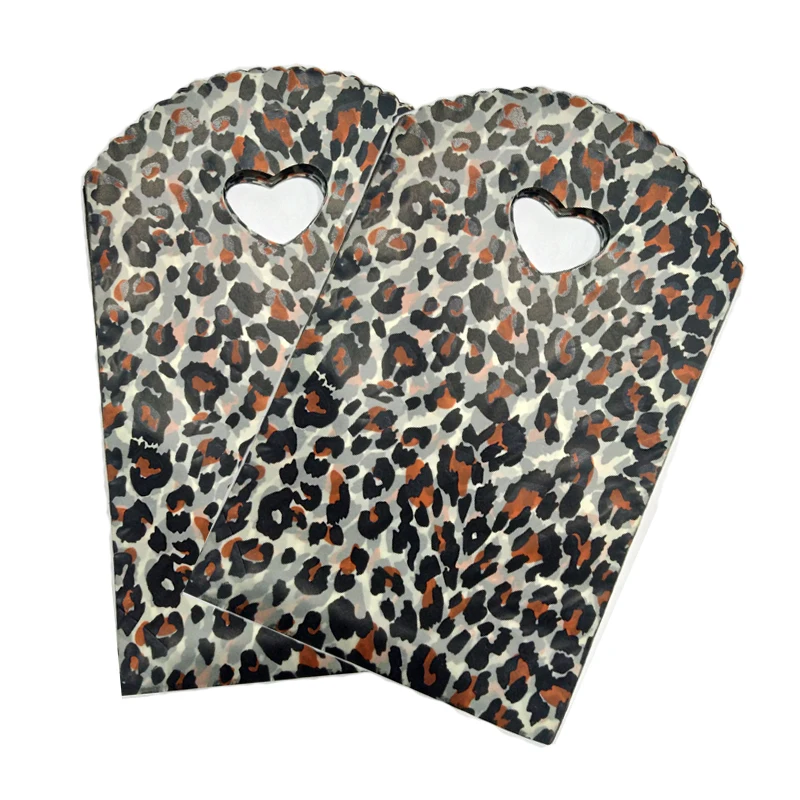 Free Shipping 100pcs/lot Leopard Print Plastic Bags 13x21cm Small Candy Gift Jewelry Packaging