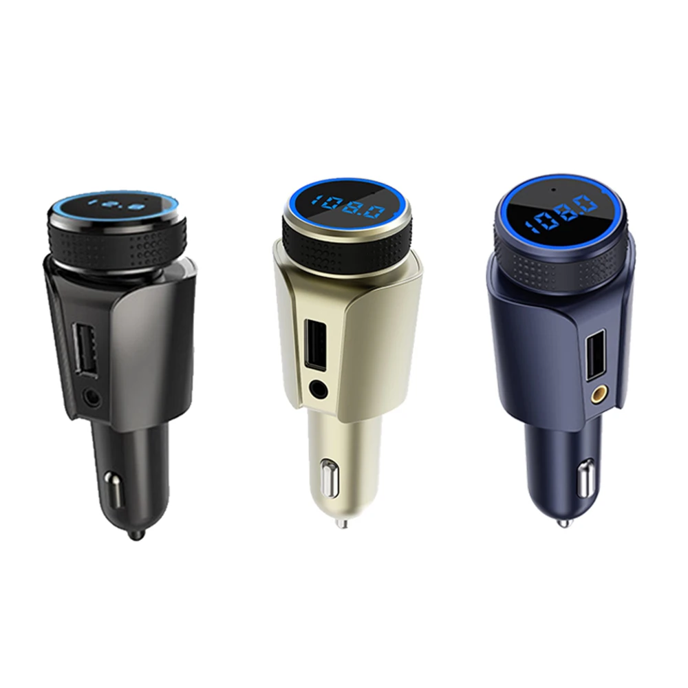 Vehicle Mounted T18 Car Bluetooth Receiver Car MP3 Player FM Transmitter TF Card AUX Music Vehicle Smart Charger Voltage Monitor