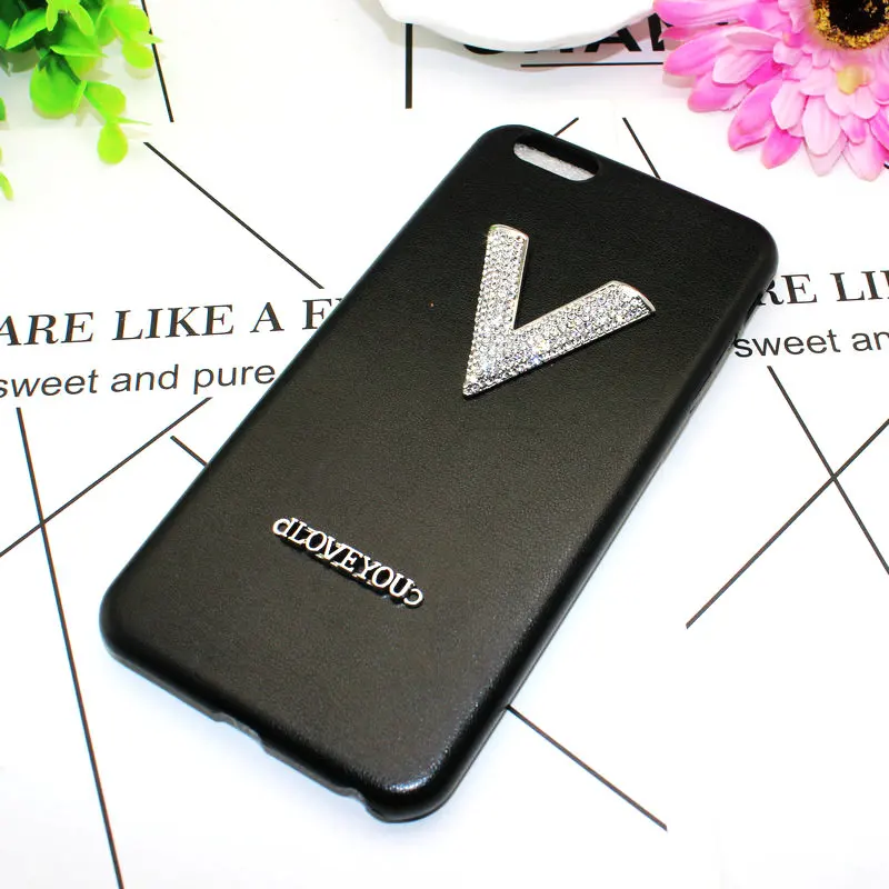 4set/lot Rhinestones letter V letter love Cell Phone letter DIY Alloy