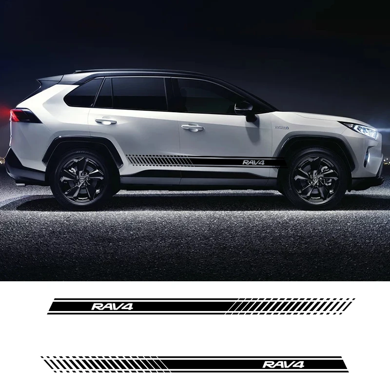 2 шт. автомобильные боковые полосы RAV4 юбки графические виниловые наклейки для
