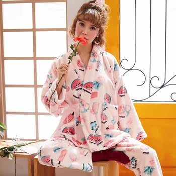 

Brand Winter Warm Coral Fleece Cartoon Women's Pajama Sets Soft Velvet Sleep Lounge Sleepwear Flannel Pajamas Girl Home Clothes