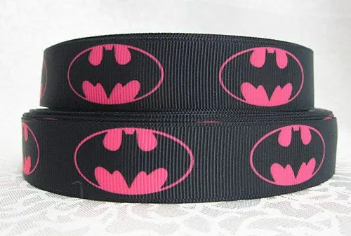 

50yards/lot 1'' (25mm-26mm) black pink Batman Grosgrain Ribbon Super Hero Ribbon Batman Logo Grosgrain Ribbon