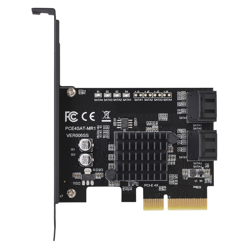 4x com Suporte de Baixo Chip Marvell Sata Controlador Raid Pcie Placa Pci-e Pci Express Perfil 88se9230 - Mod. 1247343 - Imagem 3
