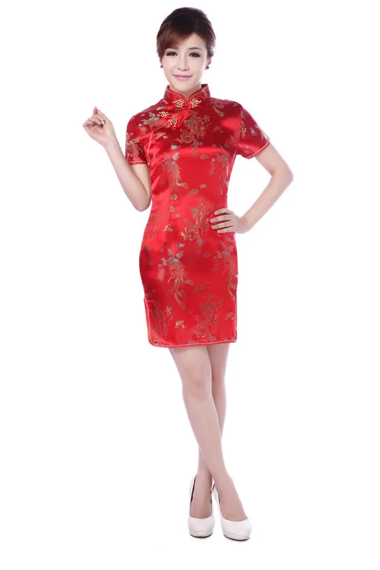 Лидер продаж! Большой размер ретро mordern Sexy китайский Костюм Танг костюмы, дракон феникс короткие Cheongsam китайское традиционное платье