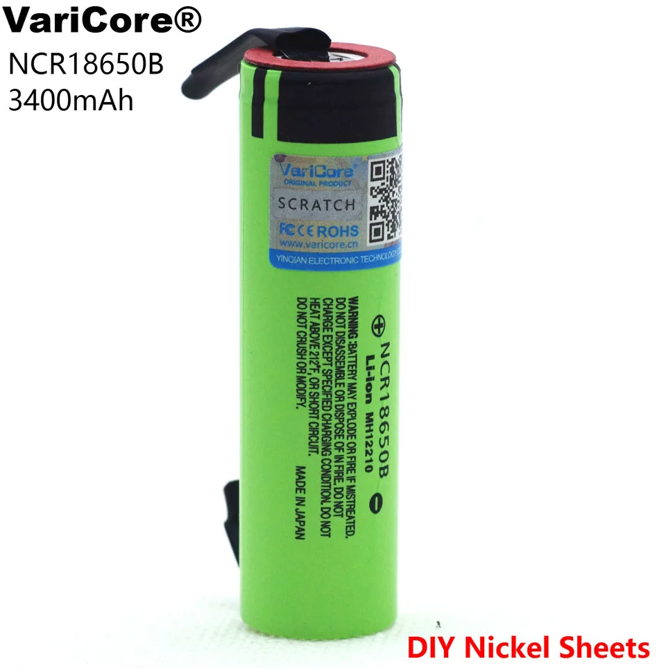 

VariCore protected for Panasonic 18650 3400mAh battery NCR18650B with original Suitable for flashlights + DIY nickel pieces