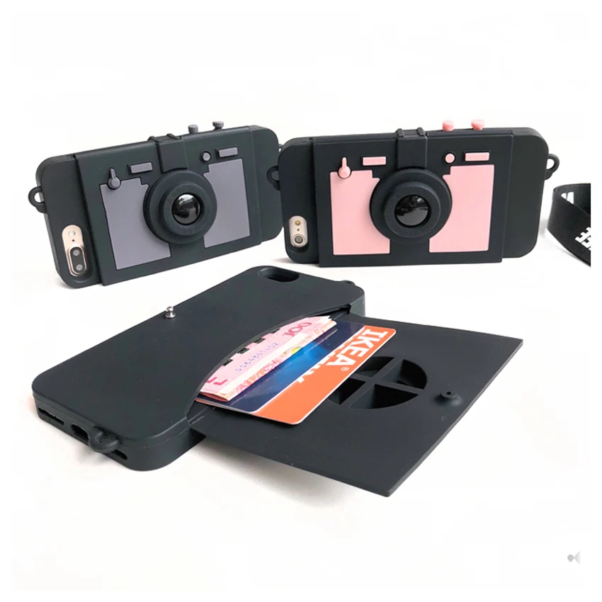 Ritozcase 3D Retro Camera wallet holder Phone Case For iPhone 8 7 X 6