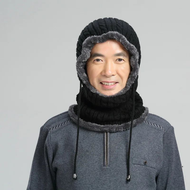 

Men's Multifunction Scarf Hats Knitted Hats with Neck Gaiter 2019 New Wool Blends Winter Soft Warm Solid Color Casual Head Caps