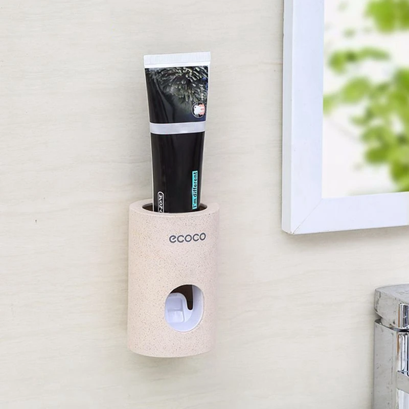 

USA Bathroom Degradable Wheat Straw Paste Stick-Up Type Household Automatic Toothpaste Squeezers Reusable for Home Family