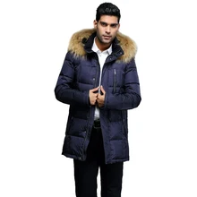 Зимний мужской пуховик, Европа и США, минус 40 градусов, теплое пальто, пальто с воротником из натурального меха енота размера плюс 48-56 G318