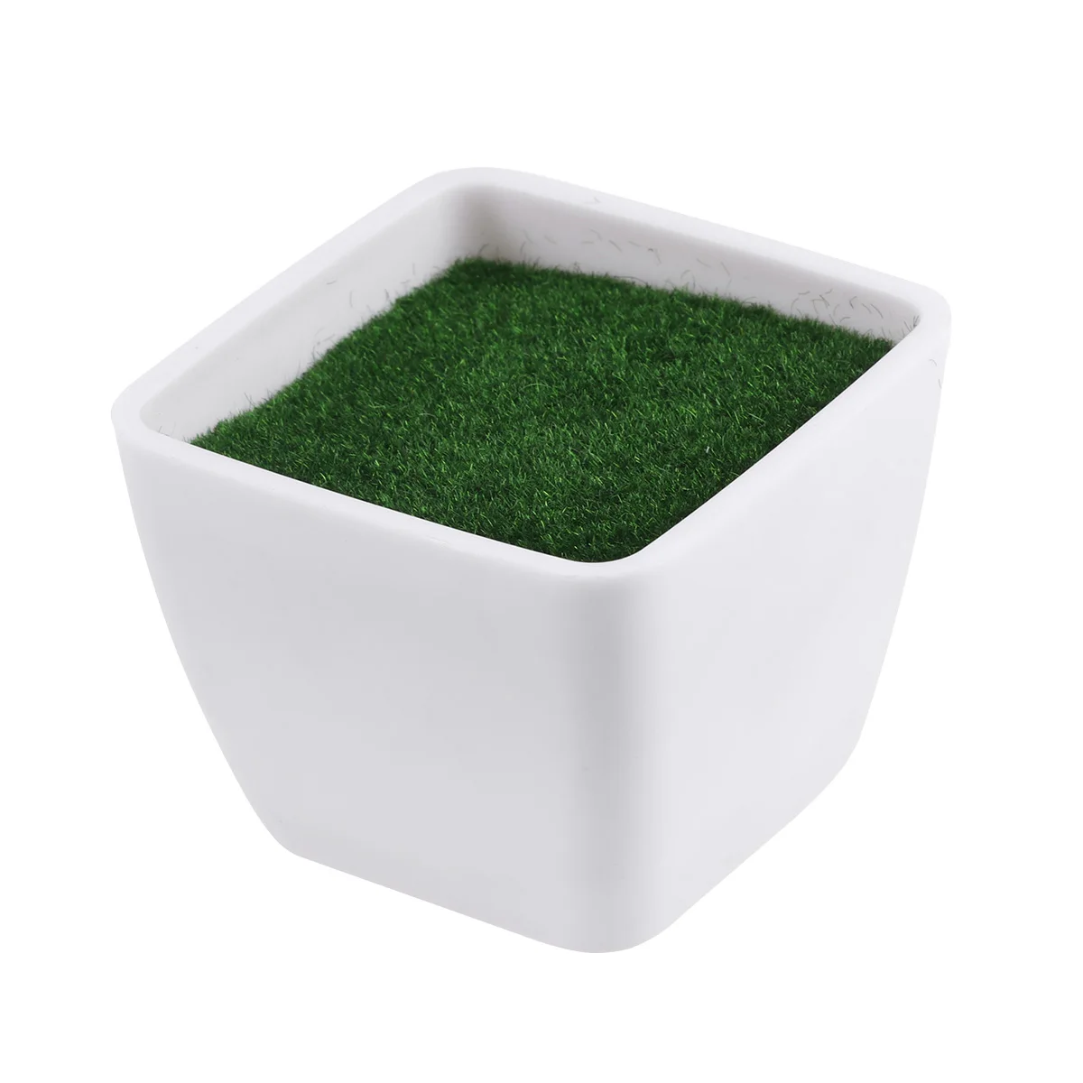 

Artificial Plastic Flower Pot Moss and Foam Vase Fake Flower Set Office Car Decoration (White)