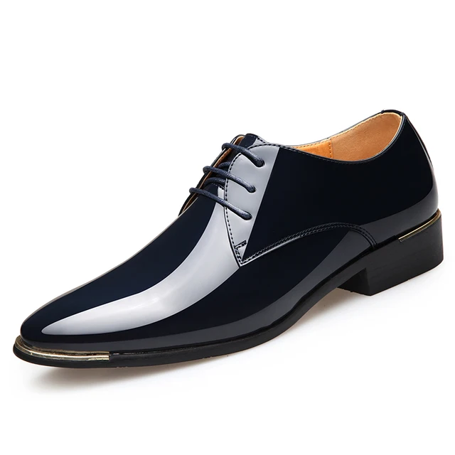 Men's Quality Patent Leather Shoes White Wedding Shoes Size 38-48 Black Leather Soft Man Dress Shoes 3