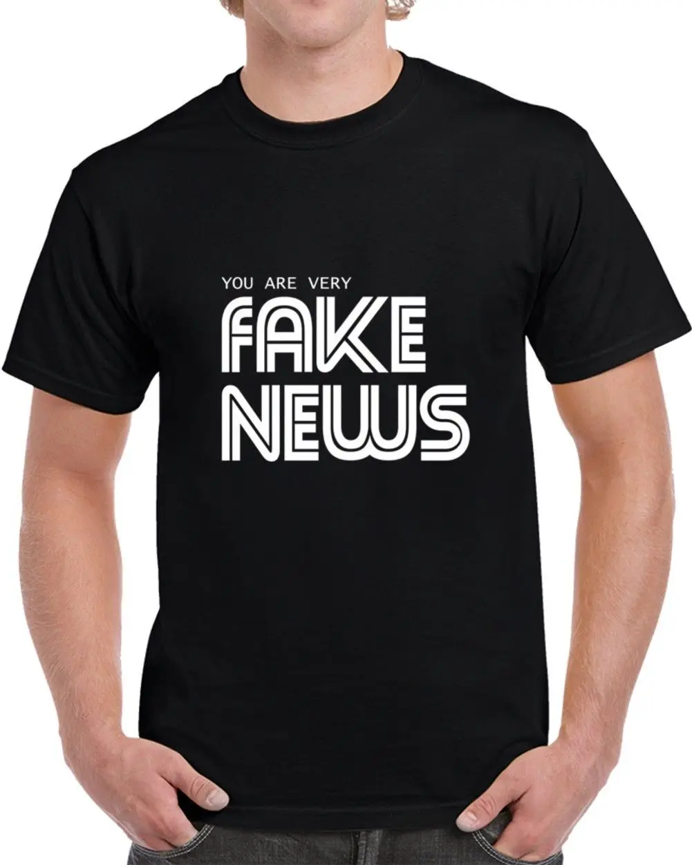 Вы очень поддельные новости черный и белый мужская рубашка Newseum крутая