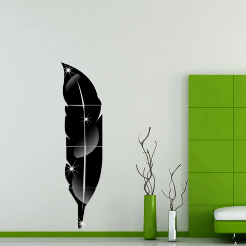 120CM x 30CM grande pluma acrílico espejo decoración del hogar espejo autoadhesivo DIY 3D hogar pegatina vida murales de pared para habitación