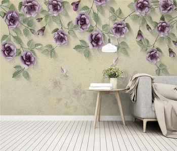 

Customize Any Size 3D HD Interior Decoration Modern and Simple 3D Garden Flowers Roses European Silk Background Wall Painting Wa