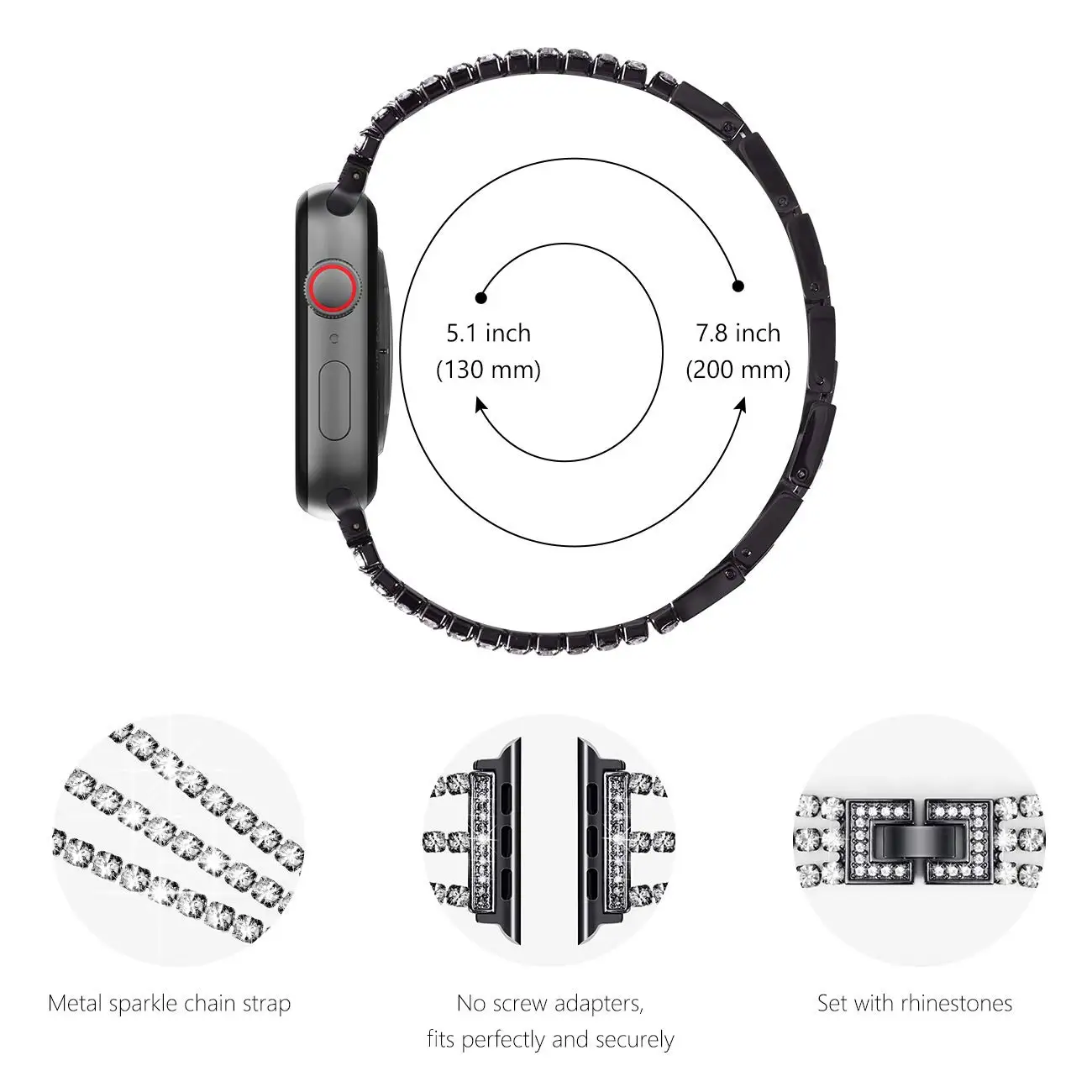 Женский ремешок с бриллиантами JANSIN для Apple Watch Band 42 мм 38 мм 40 мм 44 мм ювелирный ремешок из нержавеющей стали для iWatch Series 5 4 3 2
