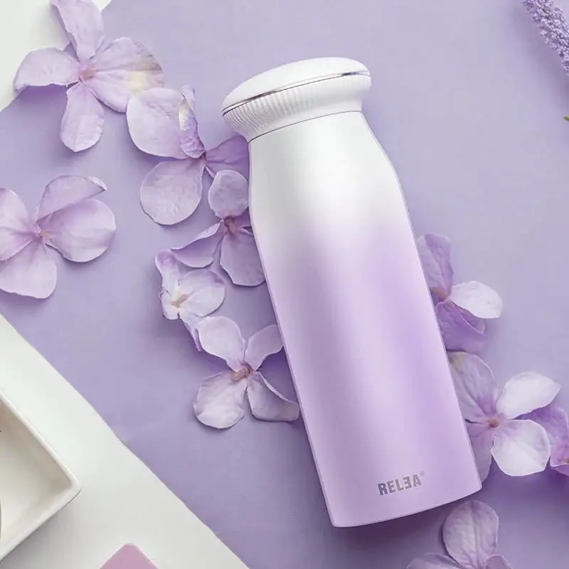 

Colleer 380ml Thermos Bottle Gradient Color Shell Shape Double Layer Vacuum Flasks Thermos Bottle Stainless Steel Water Bobttle