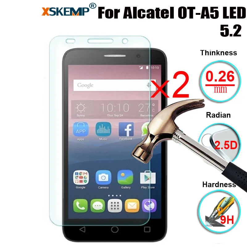 XSKEMP 2 шт./лот 2.5D 0 26 мм 9H высококачественное закаленное стекло для Alcatel OT-A5 LED 5