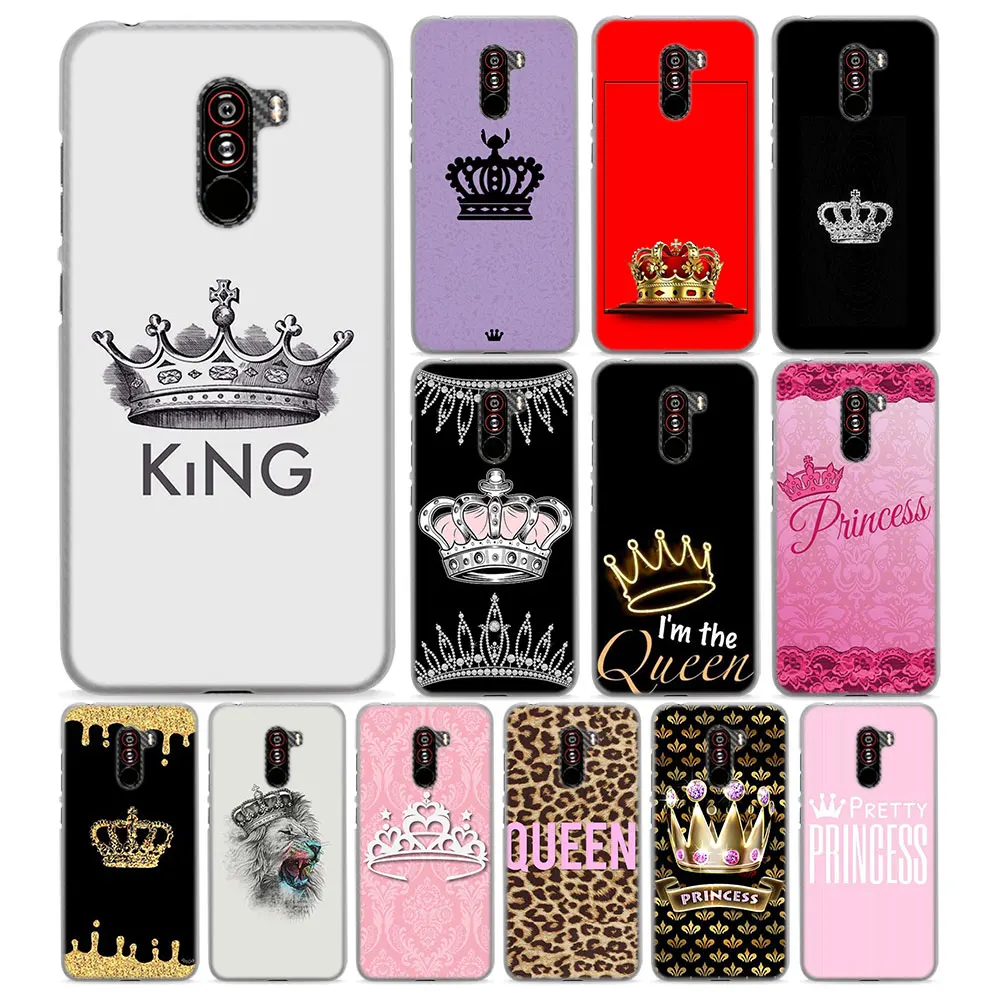 Best King Queen crown princess for Pocophone F1(6.18 inch) Hard PC Phone case for Poco F1 mobile phone bag cover Fundas Coque