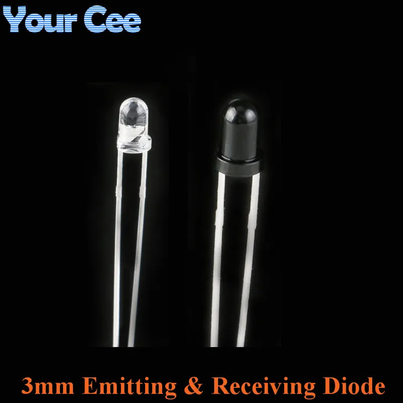 

LED 3mm 940nm IR Infrared Emitting & Receiving Diode Round Tube Light Flame Sensor For Diy Electronic