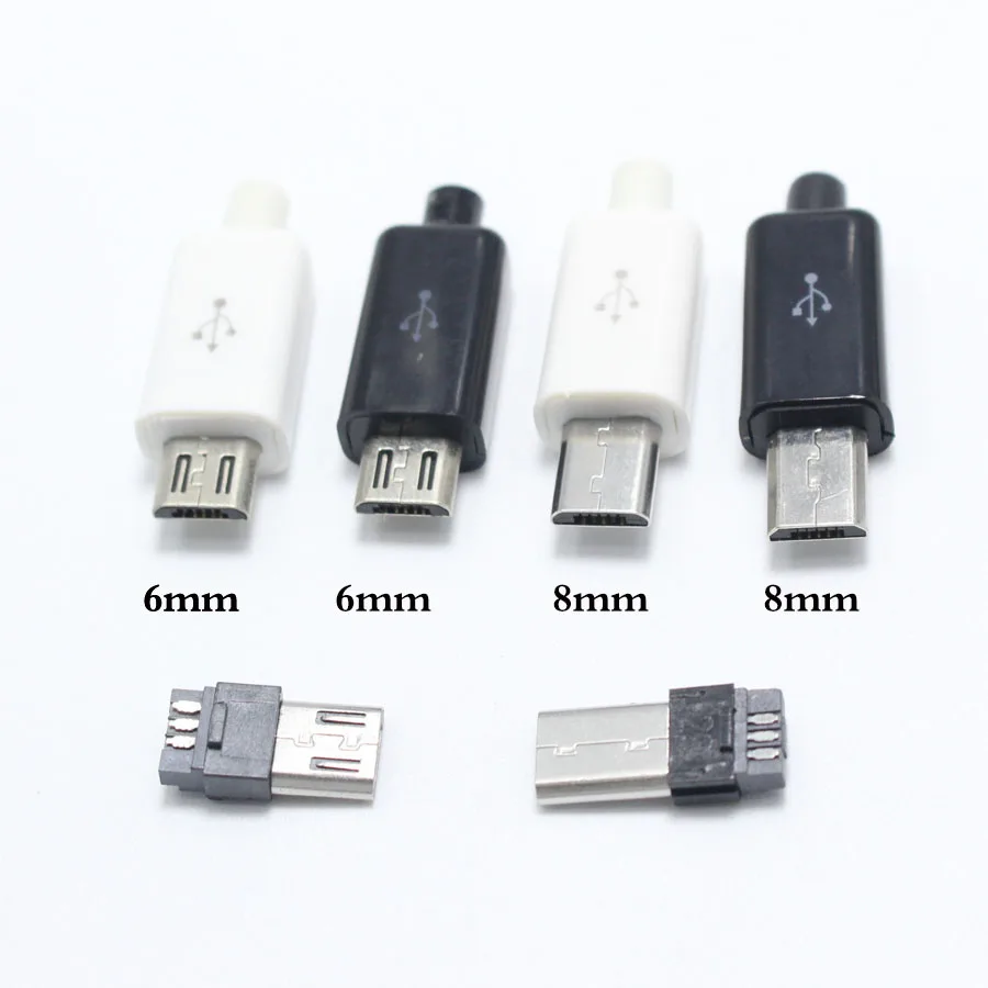 10 шт. Micro USB 5PIN сварочный Тип штекерные разъемы зарядное устройство 5P USB хвост разъем для зарядки 4 в 1 белый черный