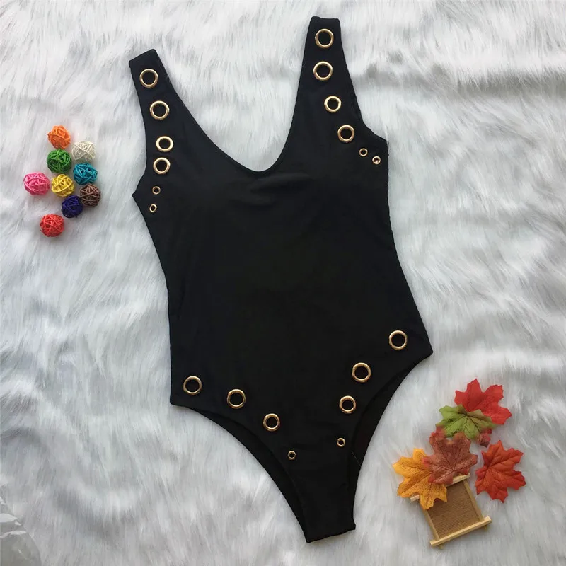 Black Thong Bikini 2018 Sexy One Piece Swimsuit New Punched Women Swimwear Brazilian Bather Bahting Suits Monokini4