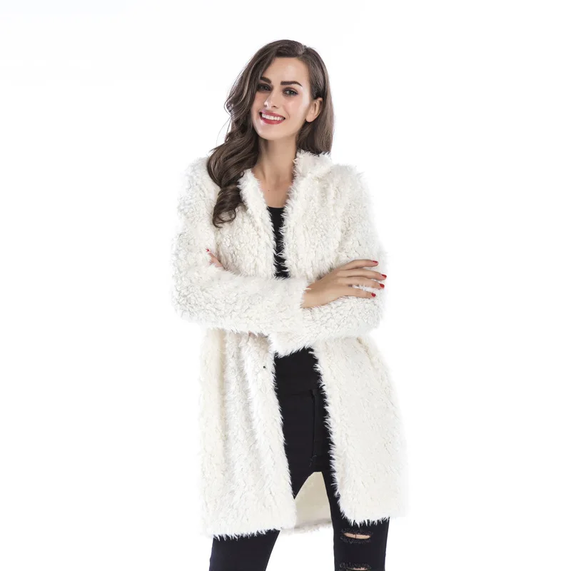 

New Lapel Sweatshirt Fleece Fur Coat 2018 Women Autumn Winter Warm Soft Thick Plush Faux Fur Overcoat Shaggy Cardigan Outerwear