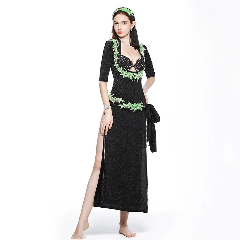 US $52.92 2019 Professional Women Belly Dance Clothes Floral Beaded Costume Embroidery Egyptian Beledi Saiidi Dresses 5pcs Set