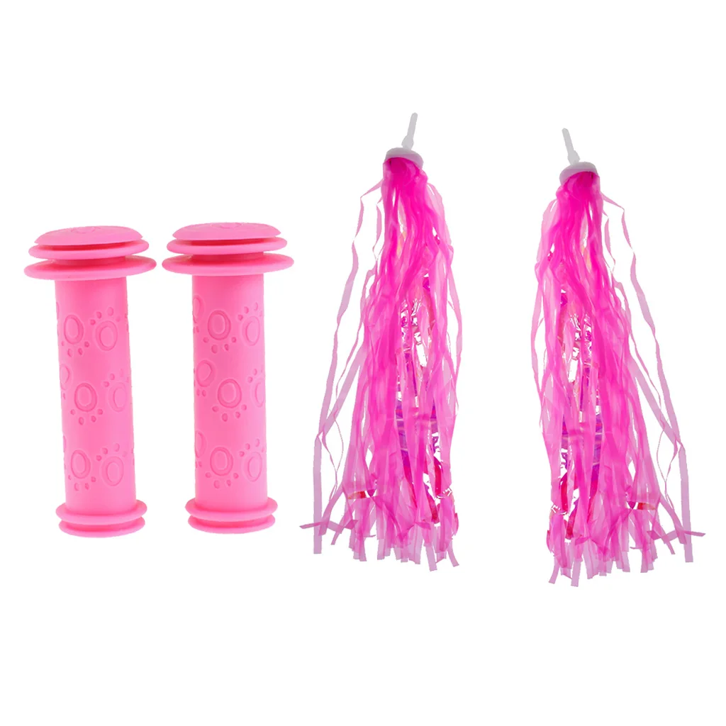 Kids Bicycle Handlebar Grip + Bike Streamers Tricycle Handlebar Grip Tassels Bicycle Brake Grip Protector
